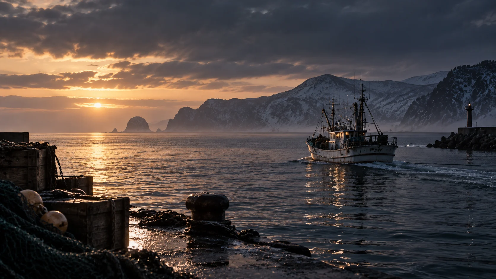 Northern Japanese fishing harbor